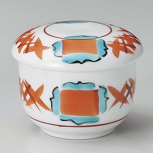 赤絵連鎖むし碗　強化磁器　日本製　美濃焼　和食器