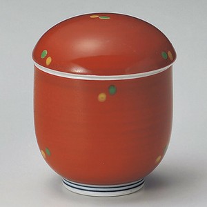朱巻グリーン水玉むし碗(有田焼)　日本製　　和食器