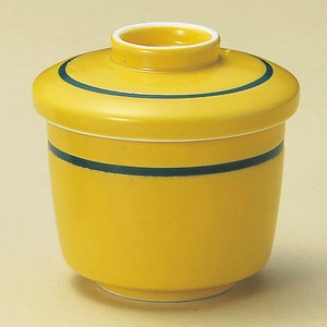 黄釉グリーン帯ミニ蒸碗　強化磁器　日本製　美濃焼　和食器