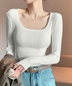 国内即納 長袖Tシャツ レディース スクエアネック