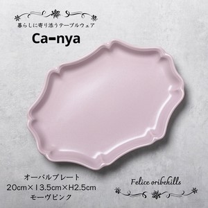 【Ca-Nya カーニャ】 オーバルプレート 20cm モーヴピンク 楕円皿 カレーパスタ皿 美濃焼 日本製 Felice