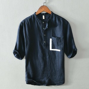Tシャツ メンズ ファッション 半袖  綿麻 無地   快適 メンズファッション   YEA1032