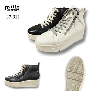 【24AW】ふかふか 厚底 レザー　ハイカット コンフォートシューズ (27-311)