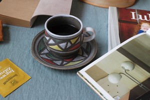 Mino ware Cup & Saucer Set Porcelain Stained Glass Saucer Made in Japan