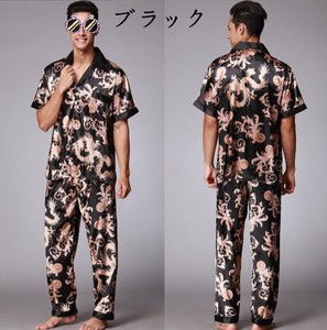 パジャマ ゆったり 半袖  上下2点セット 花柄  快適 メンズファッション BQ4826