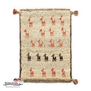 ギャッベ　ペルシャ　イラン　オーガニックウール　絨毯　ラグ　玄関マットS　38×52cm　M1287_NE