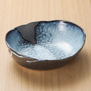 清流石目楕円大鉢　日本製　美濃焼　和食器