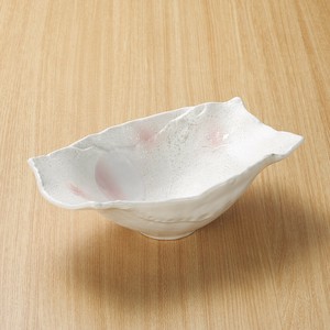 ピンクラスター舟型鉢　日本製　美濃焼　和食器
