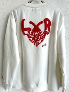 【ユニセックス】45798【LUXE/R】ストレッチ素材　ハート柄ポリスエード生地トレーナー（RMS）