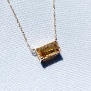【Cheravir】K10YG  プチ スクエア ネックレス ペンダント シトリン