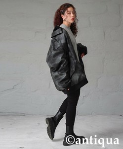 [antiqua] Jacket Faux Leather Ladies fashion
