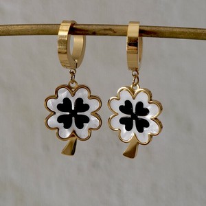 Pierced Earringss Monotone Stainless Steel Clover