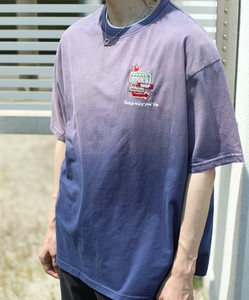 【HOOK -original-】個性派グラデーション暈し染め刺繍ビッグTEE メンズ Tシャツ ユニセックス