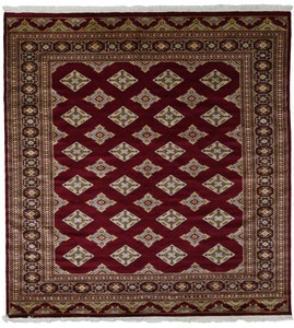 パキスタン 絨毯 10×20 ウール 手織 ラグ 8×8 約240×240cm 赤系 16NZ-88006 レッド