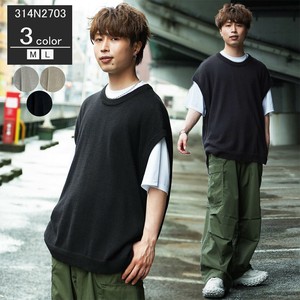 25SS 再入荷 綿麻ルーズシルエットサマーニットベスト