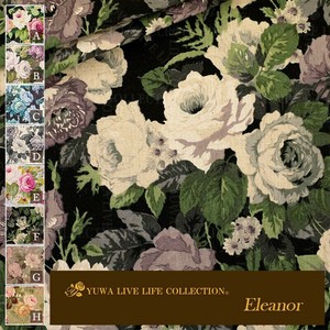 YUWA 有輪商店 綿麻 ”Eleanorエレノア”  [F.Black×Purple] / 449854 / 生地