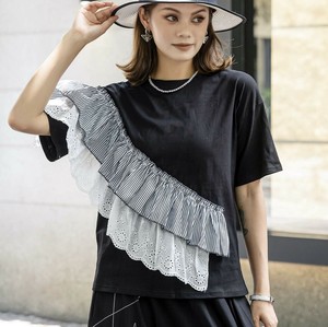u25033トップス レディース シャツ ボーダー 2024夏秋新作 2色 ラウンドネック Tシャツ 着回し