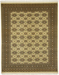 パキスタン 絨毯 12×24 ウール 手織 ラグ 約200×250cm ベージュ 17345