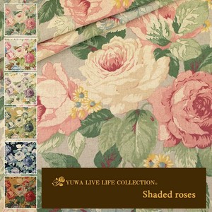 有輪商店 YUWA 綿麻シーティング "Shaded roses" [A:Gray] / 生地 布 / 全6色 / 446938