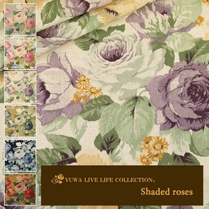 有輪商店 YUWA 綿麻シーティング "Shaded roses" [C:Purple] / 生地 布 / 全6色 / 446938