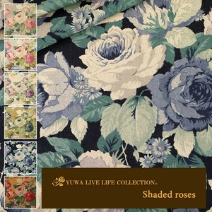 有輪商店 YUWA 綿麻シーティング "Shaded roses" [E:Navy] / 生地 布 / 全6色 / 446938