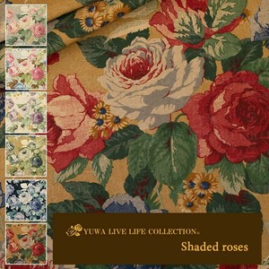 有輪商店 YUWA 綿麻シーティング "Shaded roses" [F:Camel] / 生地 布 / 全6色 / 446938