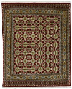 パキスタン 絨毯 12×24SS ウール 手織 ラグ 約200×250cm 赤系 18SS-25022 レッド