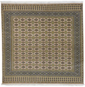 パキスタン 絨毯 12×24SS ウール 手織 ラグ 8×8 約240×240cm ベージュ 18SS-88002