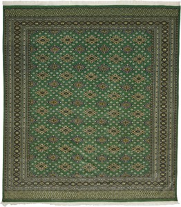 パキスタン 絨毯 12×24SS ウール 手織 ラグ 8×10 約240×300cm ジャルダー柄 グリーン 15SS-81005 緑系
