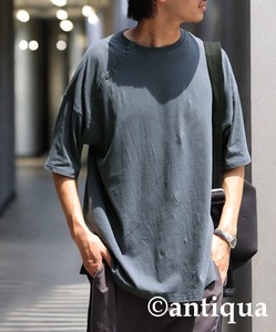 Antiqua T-shirt Plain Color T-Shirt Cotton Linen Tops Men's Short-Sleeve NEW