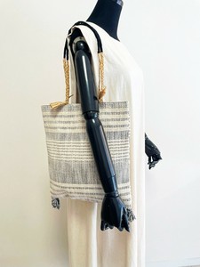 ⑥【SALE★在庫限り】薄マチジャガードトート（手織り生地）