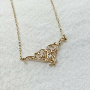 【Cheravir】K10YG 透かし ネックレス ペンダント ダイヤモンド