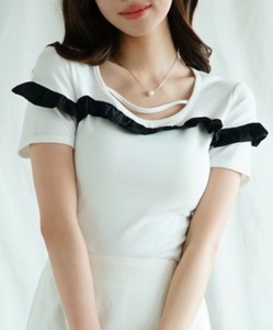 《 Jasmine Grandiflorum 》フリルクロップド丈半袖Tシャツ レディース フリル 可愛い 半袖