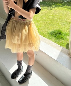 《 aimoha KIDS 》メッシュキュロットスカート 女の子 キッズ シフォン ウエストゴム 子供