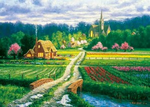 ジグソーパズル 花畑と小さなおうち ランディ・ヴァン・ビーク インテリアアート