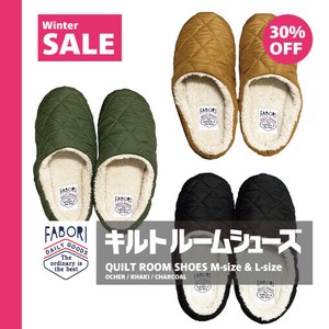 【30%OFF SALE!】ルームシューズ/裏ボア付/キルト/Mサイズ・Lサイズ/ファボリ/QUILT ROOM SHOES/FABORI