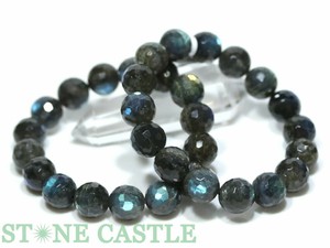 ☆高品質☆【ブレスレット】ラブラドライト (4A) 128面カット (約13〜13.5mm) 【天然石 パワーストーン】