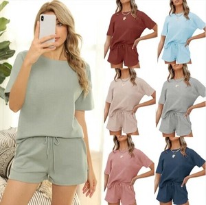 パンツスーツ Tシャツ ショートパンツ 2点セット 半袖 無地 快適 レディース ファッション BQ4896