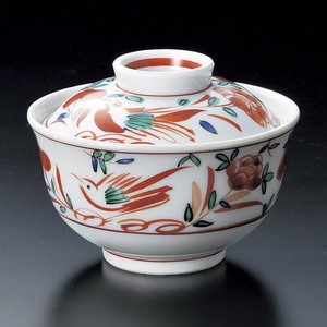赤絵万歴花鳥懐石煮物碗 強化磁器　美濃焼 和食器 日本製