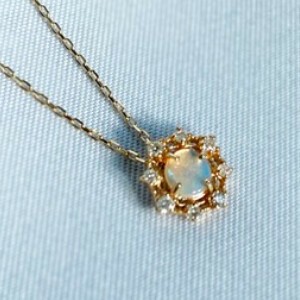 【Cheravir】K10YG ネックレス ペンダント オパール ダイヤモンド