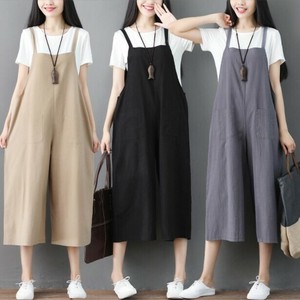 サスペンダーワイドパンツ 無地 快適  ゆったり  レディース ファッション   BQ4920