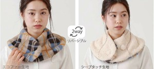 围巾 围巾 人造皮草 格子图案