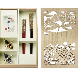 Mino ware Chopsticks Gift with Wooden Box Crane Inbound Assortment Made in Japan