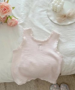 《 aimoha KIDS 》リボン刺繍タンクトップ 女の子 フリル キッズ 可愛い 子供