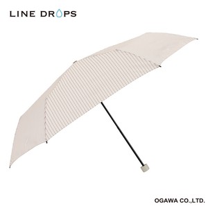 LINEDROPS ストライプ（カフス）　折りたたみ傘　ピンクベージュ