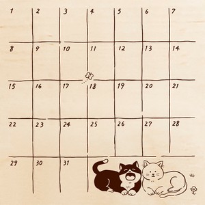 いろどりはんこ　ねこ　月間カレンダー