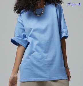 Tシャツ 半袖 ラウンドネック ゆったり 無地 快適 男女兼用  AR003#BQQ367