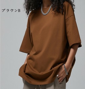 Tシャツ 半袖 ラウンドネック ゆったり 無地 快適 男女兼用  AR002#BQQ371