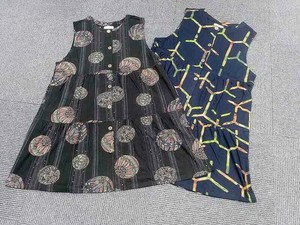 綿100％　はんなり柄(和柄)　3段切替ロングベストワンピース　ミセス