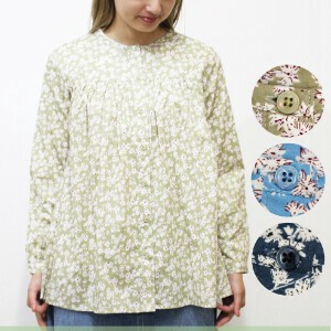 Button Shirt/Blouse Gathered Blouse Flowers